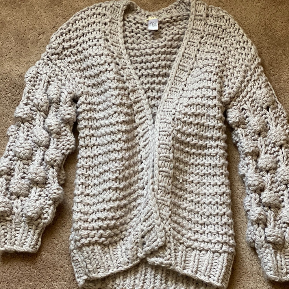 Popcorn sleeve cardigan
